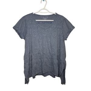 Caite cotton embroidered t shirt womens large lagenlook‎ cottagecore prairie